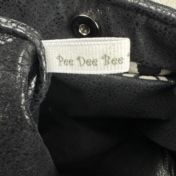 Pee Dee Bee Designes Bag Purse Black White Ribbon Detail 12”x 10” x 5” Handbag - Picture 12 of 13
